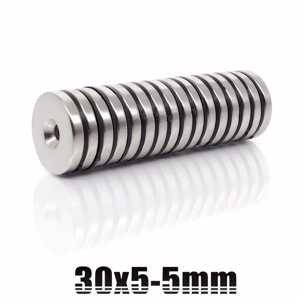 1/2/5/10 Pz N35 30Mm X 5Mm Anello Foro 5Mm Forte Rotondo Svasato Magnete Al Neodimio Terre Rare 30X5 30*5-5