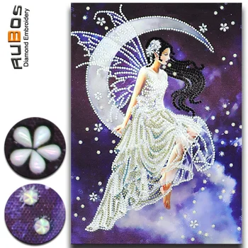 

5D DIY Diamond Painting White Butterfly Fairy Girl Moon Diamond Embroidery Mosaic Special Pearl Beads Sale Kits Room Decor RuBos