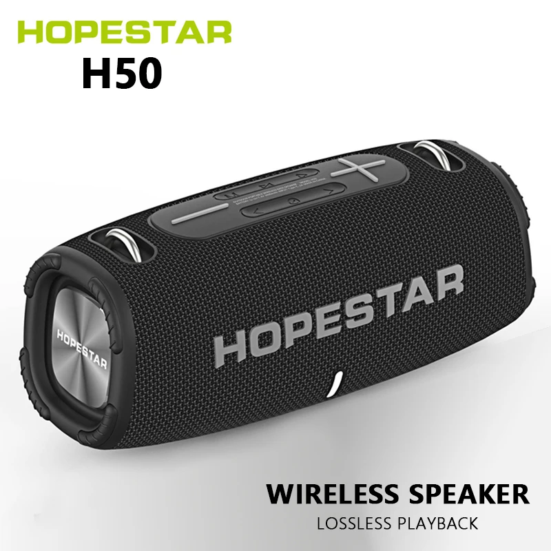HOPESTAR H50 Портативные Bluetooth-колонки Беспроводная мощная ремешок для большого барабана Уличная колонка 3D-стерео для ПК Компьютерные колонки Super Bass TWS Мощный домашний кинотеатр Soundbar FM-радио TF USB