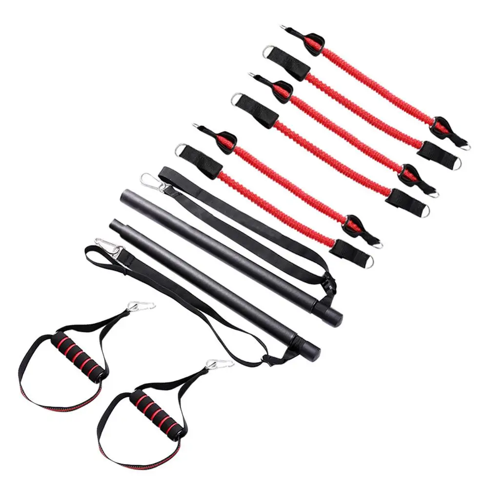 

Fitness Rod Resistance Band Assemble Resistance Bar with Adjust Belt,Portable Home Gym Pilates Bar System Full Body Workout Equi