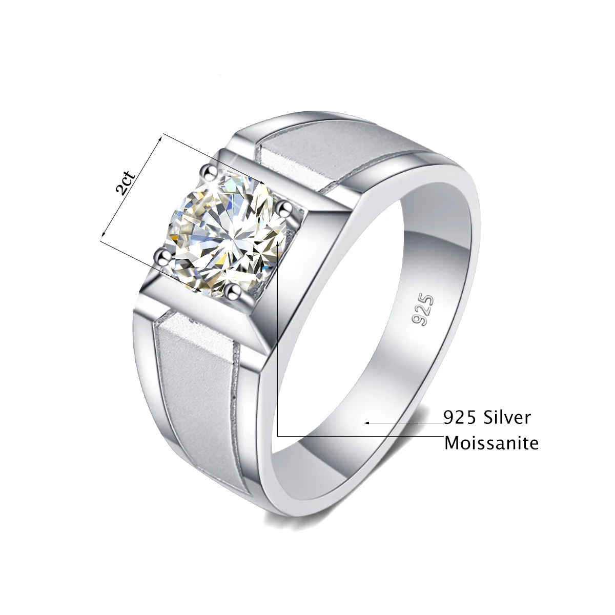HALUKAKAH Anello Uomo Moissanite D3,0 ct Argento Sterling 925 Placcato Platino con Certificato,Diamanti da Laboratorio Taglio Rotondo Stile Audace a Griffe,per Marito,Fidanzato,Fidanzamenti,Matrimoni