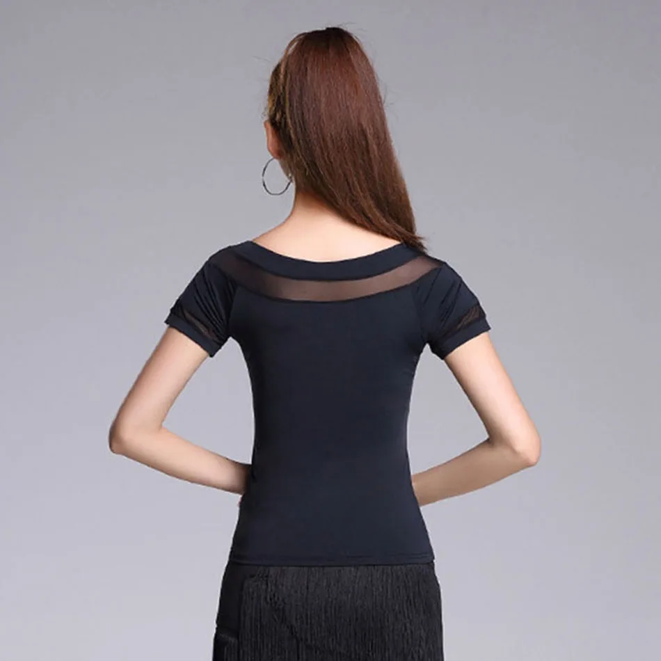 Dance Shirts Dance Dress Latin Short Sleeve Waist Patchwork Women