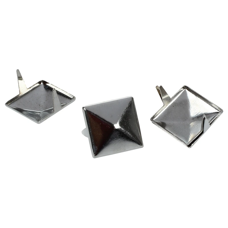 Approx. 100pcs 2 Prongs Pyramid Studs 12mm Silver-Great for Any Leathercraft Project, Like Velts, Handbags, Bracelets, Jackets