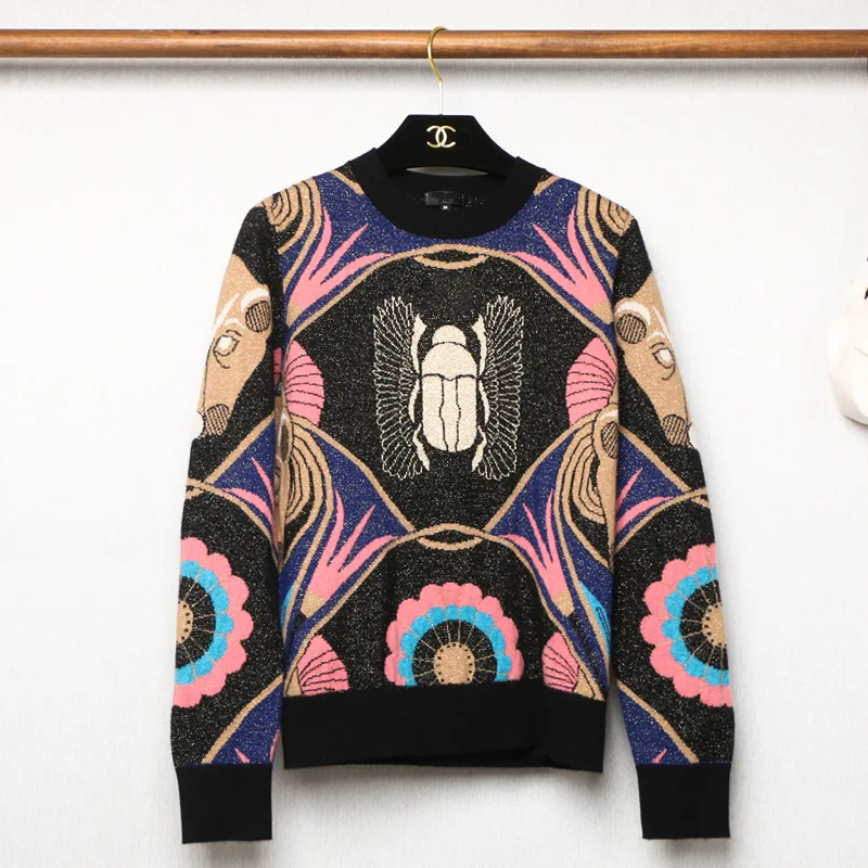 

Early Autumn New High-quality Knitted Sweaters In 2019 O-Neck Pullovers Computer Knitted Black Sweater Women