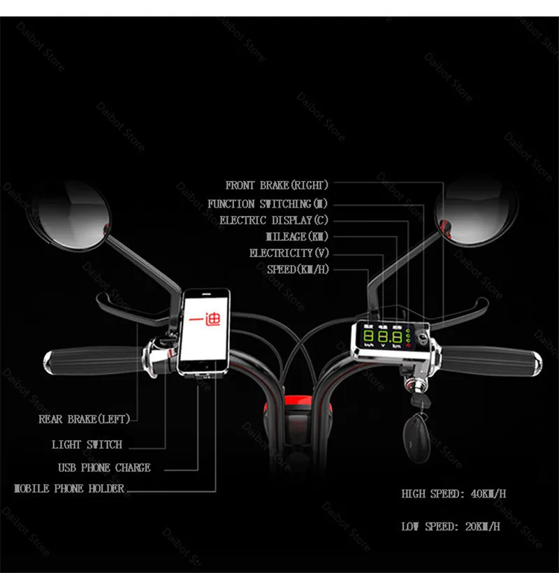 Electric Folding Bicycle Two Wheels Electric Bicycles Electric Scooter For GirlsLadies With SeatPet Basket 48V 80KM 40KMH  (12)