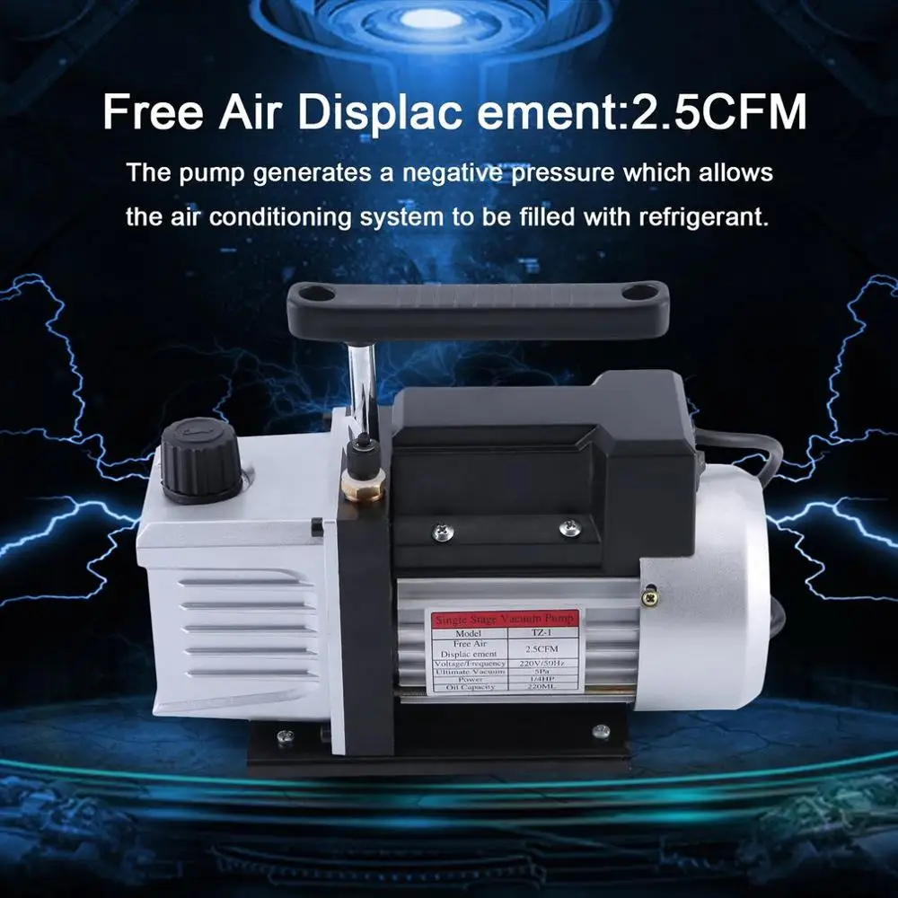 

2.5CFM 1/4HP Powerful Single Stage Vacuum Pump Suitable For Refrigeration Air Conditioning Systems EU Plug