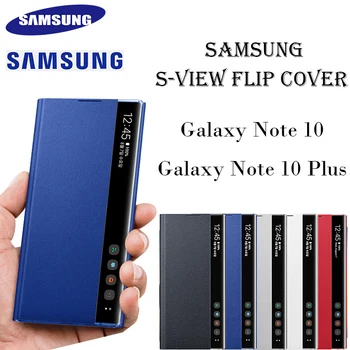 

Original Samsung Galaxy Note 10 Clear Smart View Flip Case For Note 10 Plus Mirror Wallet Learth Cover EF-ZN975