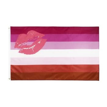 

90x150cm LGBT Rainbow homosexual Lipstick Kiss lip Lesbian Pride Flag