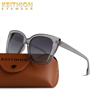 

KEITHION Cat eye Style Luxury Female Sunglasses Women Oversized Sun Glasses VintageTransparent Gray Frame Polarized Shades