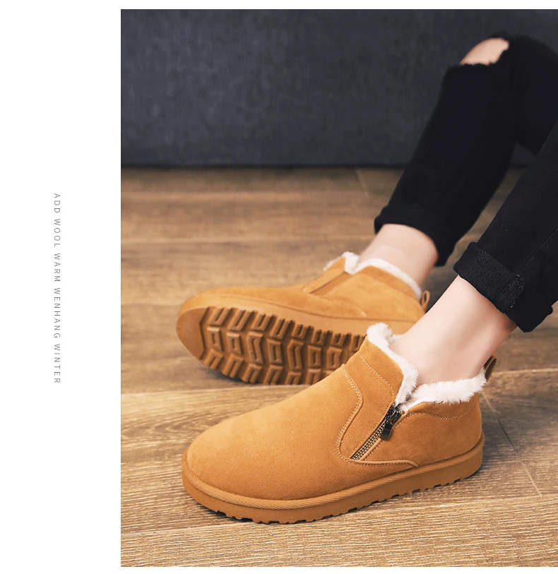 men women winter warm work boots with plush fur casual lightweight ankle boots waterproof anti-skid outdoor sneakers sports shoes couple unisex plus size shoes (9)