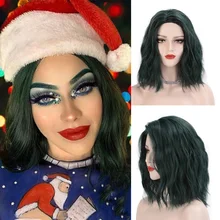 Парики из искусственных волос без шапочки-основы короткий кудрявые черный парик из натуральных волос парик для Хэллоуина карнавальный парик