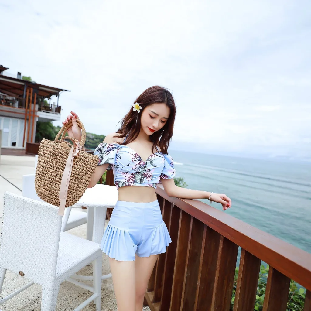 

Bikini Three-piece Set-Split Type Swimsuit Women's Beach Skirt-Cover-up Size Chest Push up Graceful Slimming