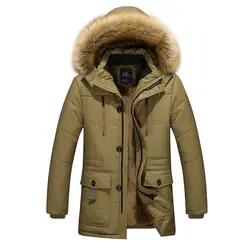 Новая повседневная мужская зимняя теплая утолщенная и длинная куртка из шерсти хлопковая стеганая куртка Модная приталенная парка с