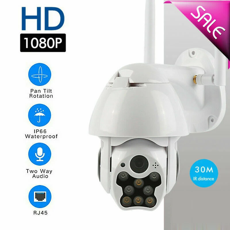 1080P HD WiFi PTZ IP камера Домашняя безопасность Беспроводная купольная высокоскоростная Wifi камера 8 Светодиодный светильник Двусторонняя голосовая открытая водонепроницаемая