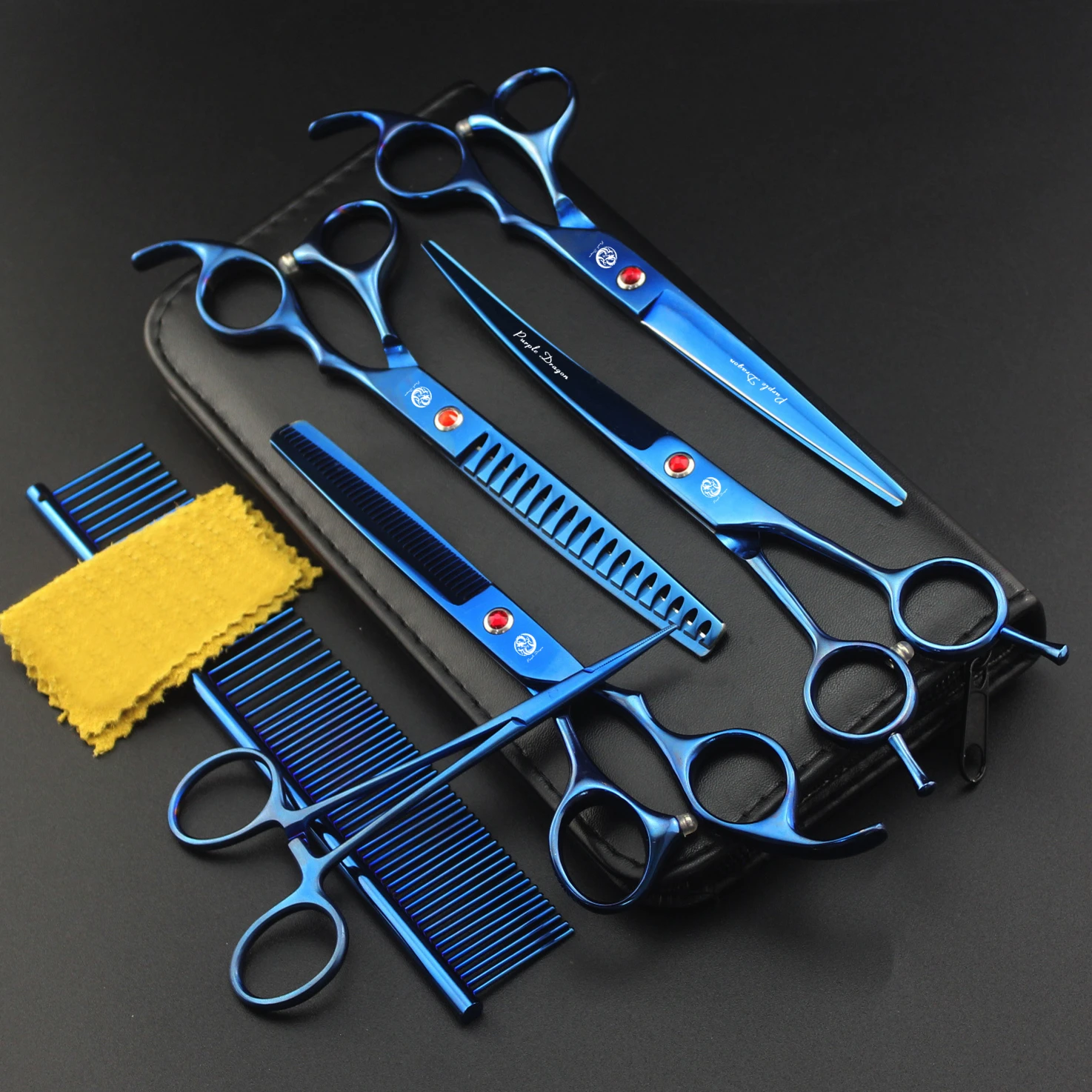 Dog Grooming Scissors Purple Dragon Dog Grooming Scissors Professional Japan Stainless Chunker Pet Thinning Scissors Up Curved Comb Z3002