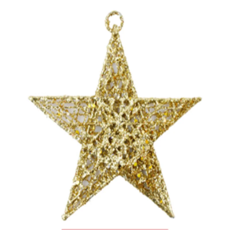 Gold 15cm 1 шт. Серебряная Золотая новогодняя елка со звездой украшение верхушка дерева украшение Рождественское украшение для дома ремесла Новогоднее - Цвет: Gold 15cm