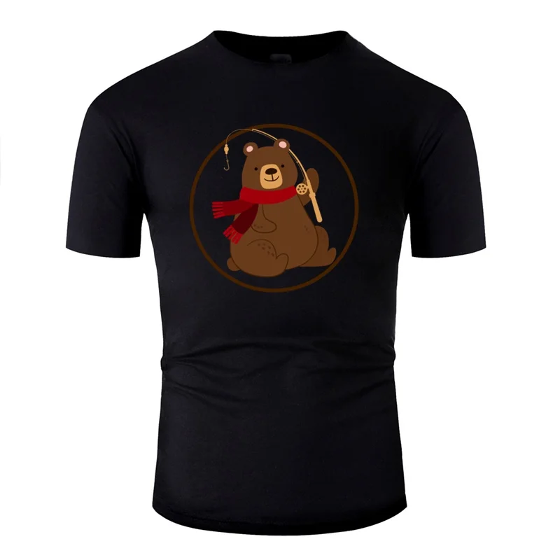 Персонализированные комиксы Fisher Bear, футболка для мужчин, девочек и мальчиков, Мужская футболка с круглым вырезом, женские большие размеры 3xl 4xl 5xl, футболка
