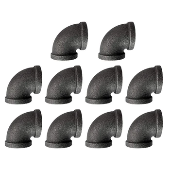

10 Pcs Household DN25 Thread Malleable Steel Pipe Joint Elbow, Used for DIY Pipe Decoration Furniture (1 Inch)