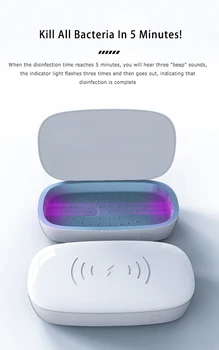 

UV Light Sanitizer Sterilizer Box for Face Mask Smartphone Beauty Tools Kill 99.9% of Germs AntiBacterial with Wireless charging