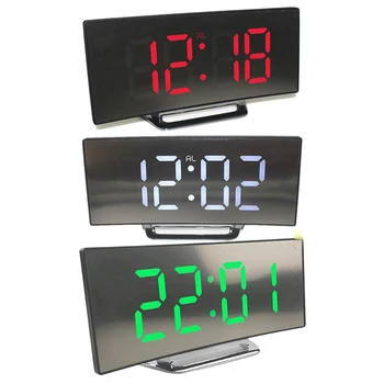 

Electronic Alarm Clock Noiseless Design Digital LED Large Display Mirror Electronic Clock Large Screen LED Mirror Silent Clock