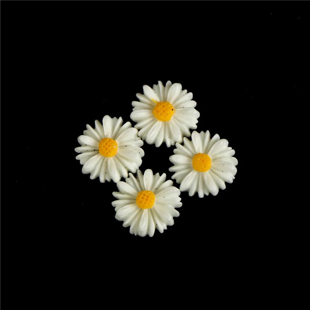 

50PCS daisy flower flatback Resin Cabochons Scrapbook Craft 13mm DIY Embellishments phone decor Headwear accessories
