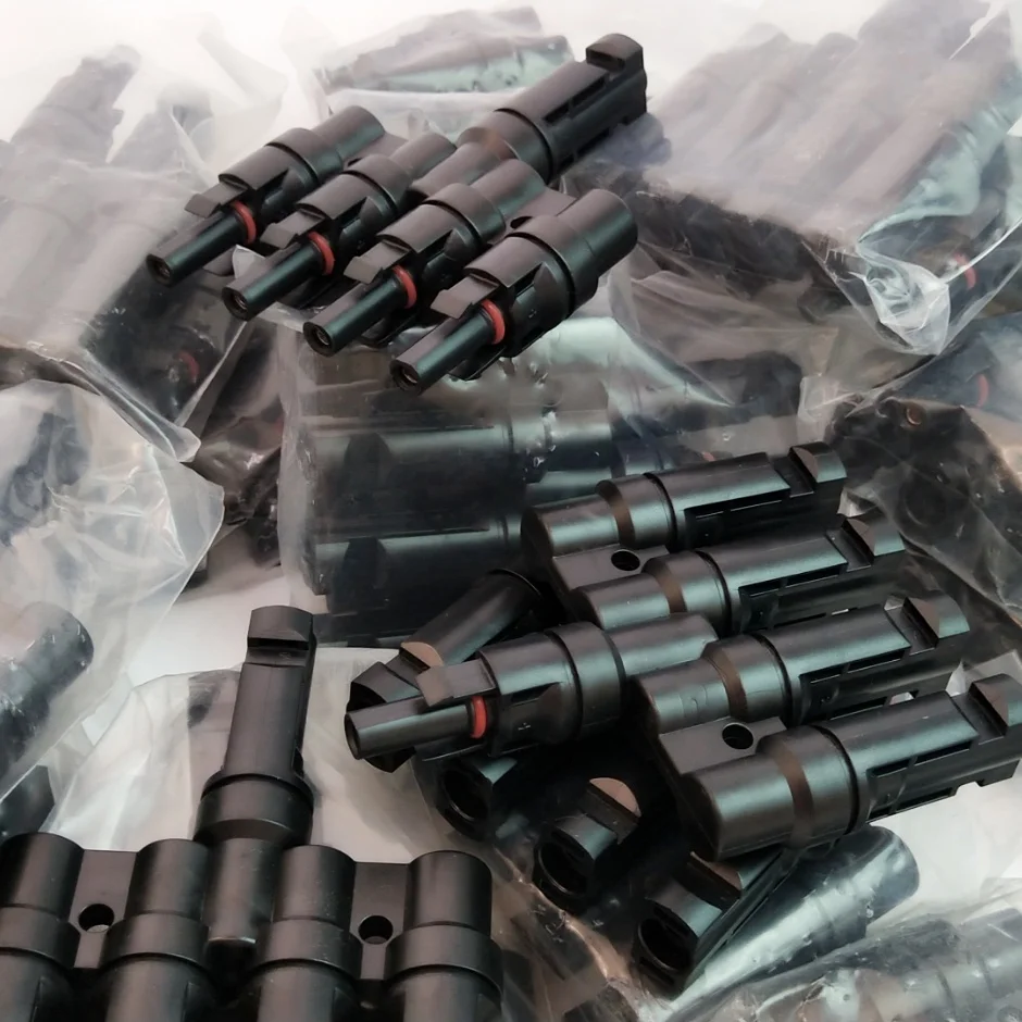 100 Pairs x Solar Panel MC4 T 4 Branch Connector Cable Splitter male to female 4 type Cable Coupler Combiner MC4 Panel connector