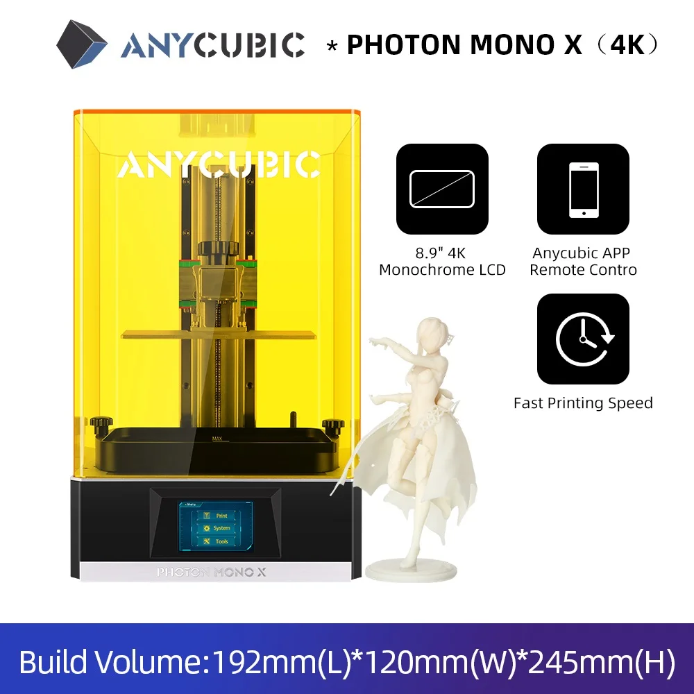 3D принтер Anycubic Photon Mono X 8 9 дюйма 4K монохромный ЖК дисплей быстрая скорость печати