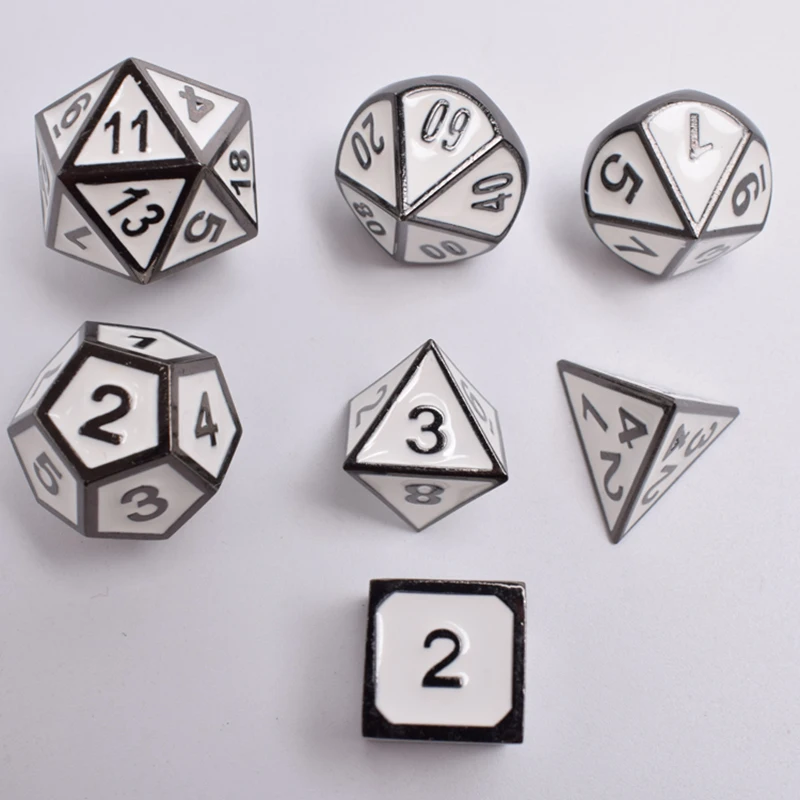 Многогранные металлические игральные кости DND, 7-die блестящая синяя поверхность с золотым номером для RPG, Подземелья и Драконы, Pathfinder, Shadowrun, D& D