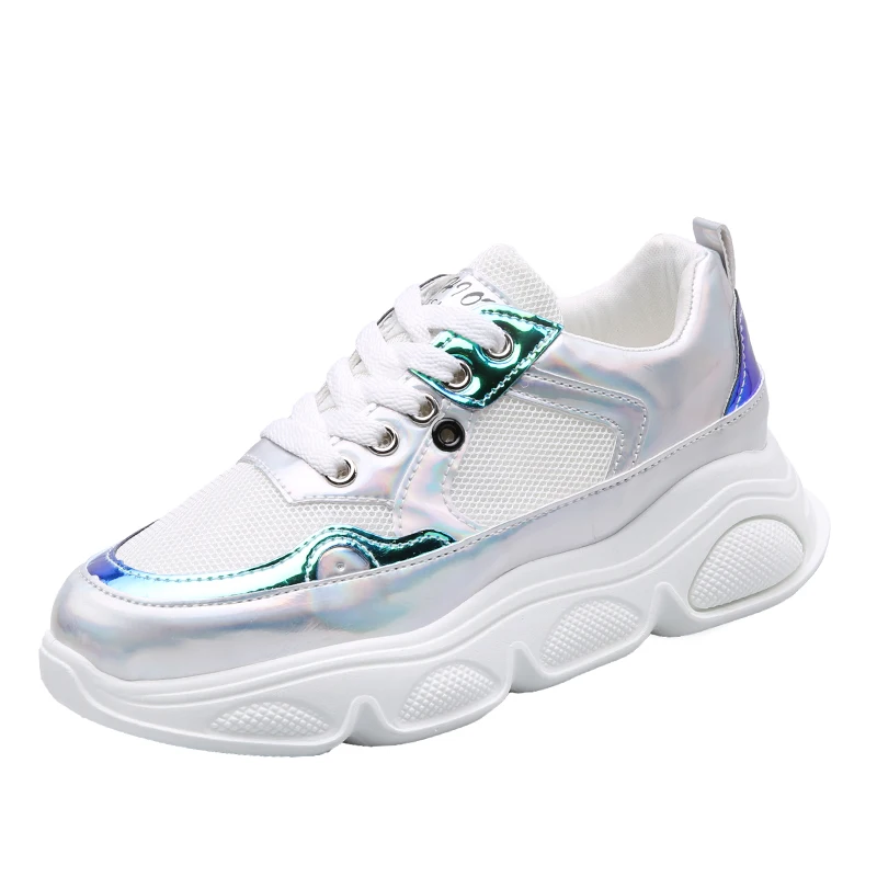 Новинка года; сезон осень; сетчатые женские кроссовки на платформе; модная женская обувь на плоской толстой подошве; женская обувь с мягкой стелькой; обувь для папы; женская спортивная обувь