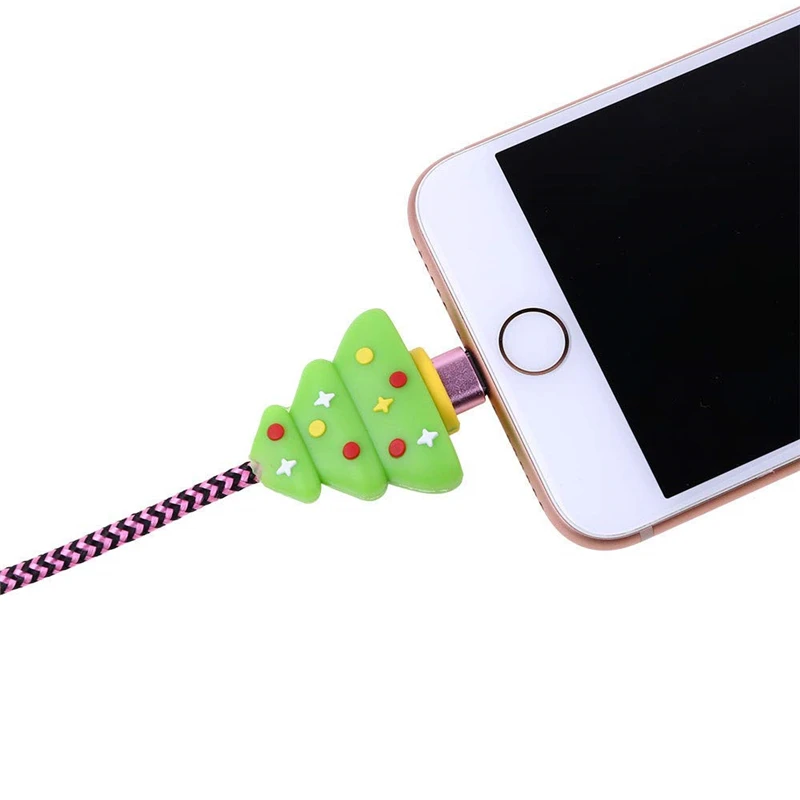 Укусы анти-Break USB кабель для передачи данных Милая Рождественская защита зарядного устройства устройство для сматывания кабеля органайзер для управления сотовыми телефонами