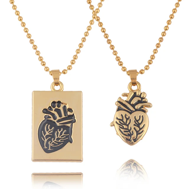 Couple Anatomical Human Heart Pendant 