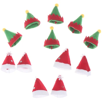 

6Pcs Cute Lollipop Christmas Hat Small Mini Candy Santa Claus Cap DIY Decoration Party Accessories Lollipop Hat Wedding Gift