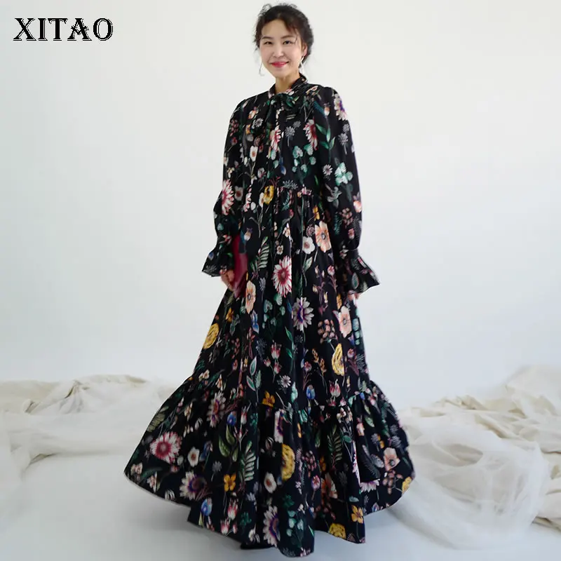 Элегантные платья XITAO в французском стиле с цветочным принтом модное Свободное