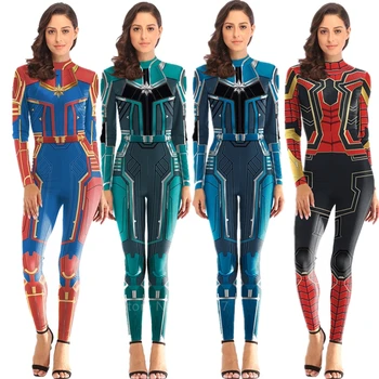 

2020 New 3D Super Hero Surprise Captain Cosplay Marvel Halloween Costumes for Women Plus Size Jumpsuit Iron Man Carnival Party