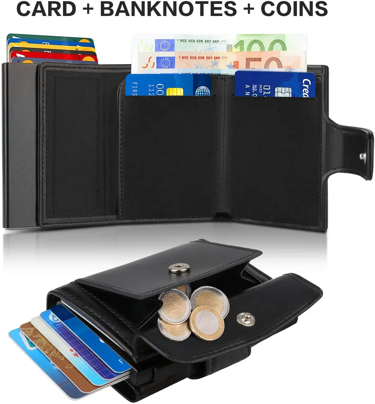 Mejor vendedor  SEMORID-cartera pequeña de cuero Rfid para hombre, Mini bolsa de dinero, soporte de aluminio para tarjetas, monedero delgado y ligero, 2021 YDwpedqDGoa
