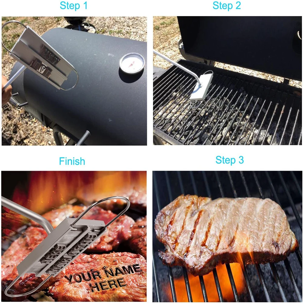 BBQ Barbecue Branding Iron Signature Name Marking Stamp Tool Meat Steak Burger 55 x Letters and 8 spaces bakery accessories