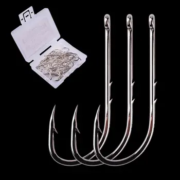 BIG OFFER ❤️ 50pcs Barbed Fishing Hooks Sea Worm Carp Single Circle Hook Set Fly Fishing Accessories Tackle Carbon Steel Fishhook - discount item 25% OFF Sports & Entertainment