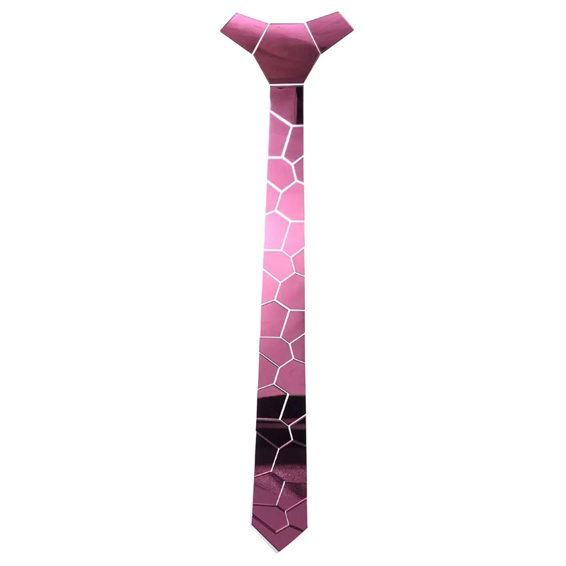 Magenta Mirror Cutting Stone Acrylic Fashion Necktie Lovely Pink Luxury