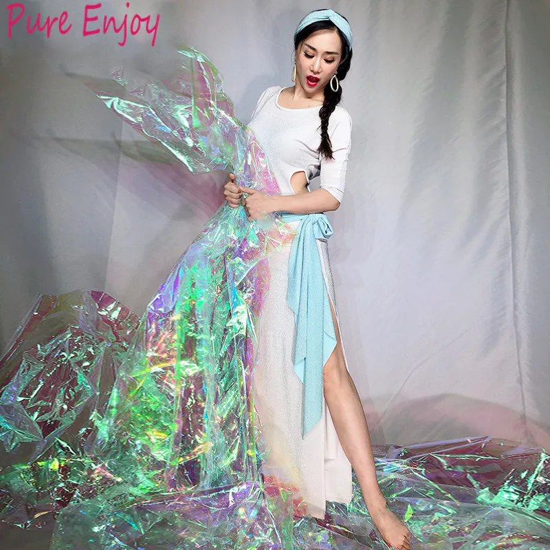 

Belly dance practice clothes suit autumn and winter dance long skirt robe+belt+Headband 3pcs group service dance costumes