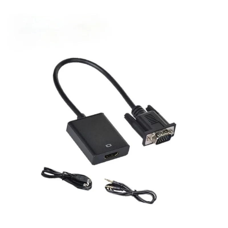 VGA To HDMI compatible Converter Computer TV HD Chip Cable with Audio