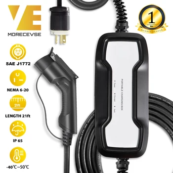 

EV Charger 16A 3.68KW NEMA6-20 Plug 8m (26 feet) Level 2 Portable EVSE 220V Home Electric Vehicle Charging Station SAE J1772