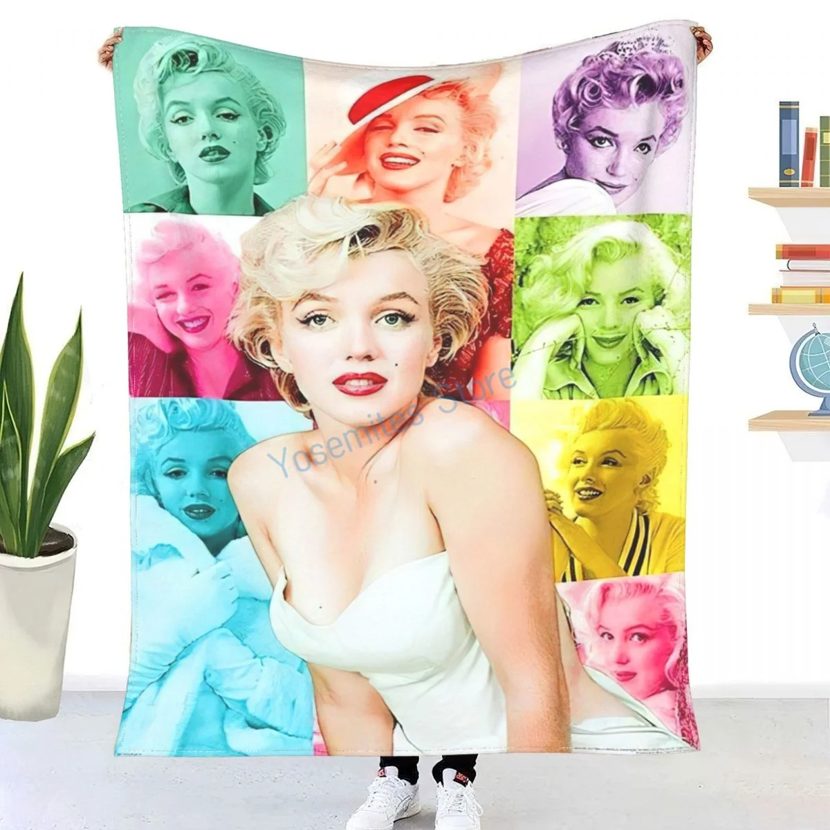 

Marilyn Monroe 3D printed wool blanket bed, picnic thick quilt, stylish bedspread, Sherpa bed sheets