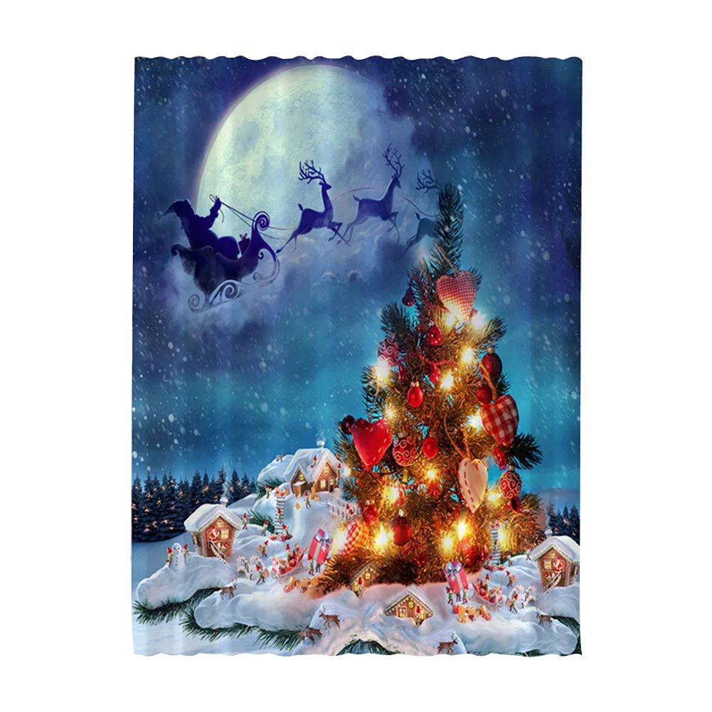 Christmas Tree Плесени устойчивы с крючками моющиеся дома Висячие рождественские украшения занавески для душа отель практичные принадлежности для ванной комнаты водонепроницаемый - Цвет: Christmas Tree