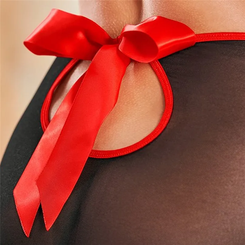 Christmas Sexy Women Lingerie Hot Exotic Bra Set Red Sleepwear Costume Underwear Female Hollow Out Transparent Babydoll 30N08 (7)