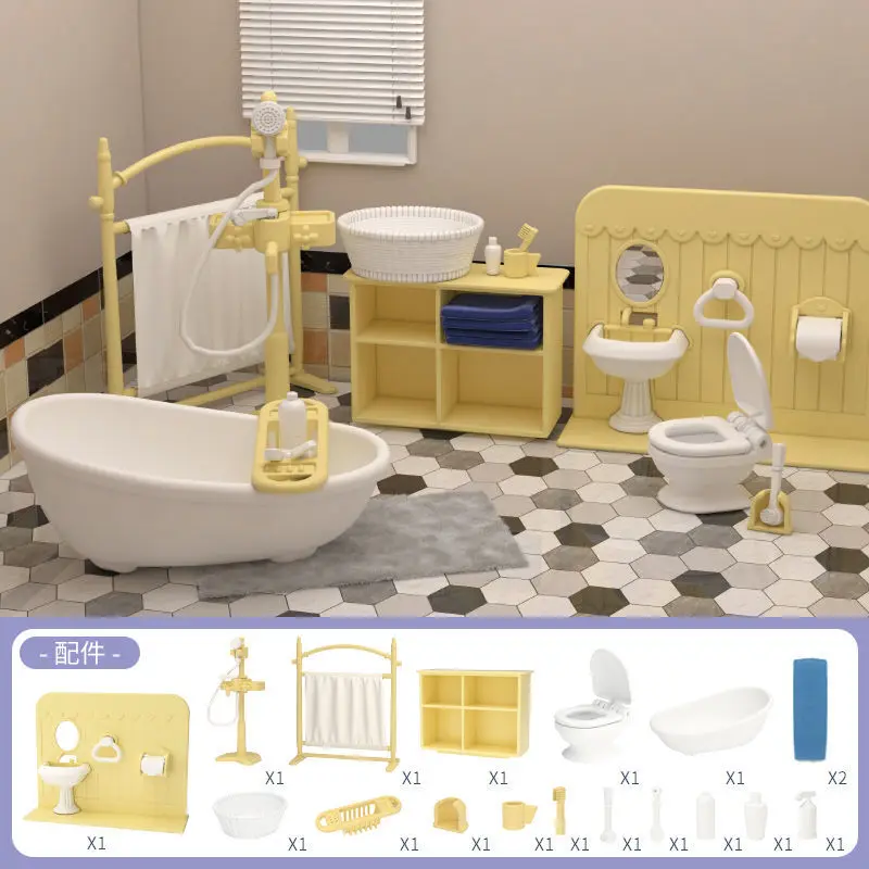 Miniature Dollhouse Furniture & Accessories Set 1/12 - Supermarket Scene with Bedroom Forest Theme for Kitchen Play