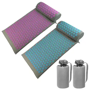 

Acupuncture Yoga Relieve Body Pain Stress Massage Spike Mat+Pillow with Bag