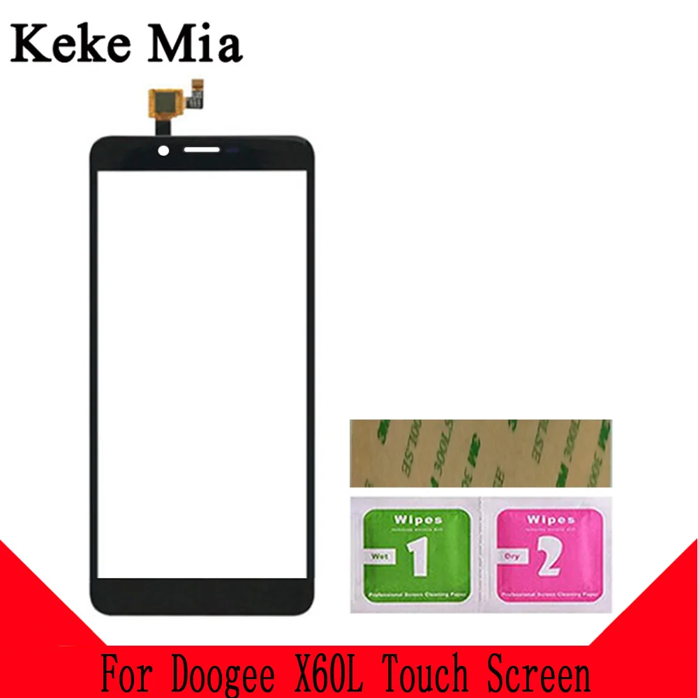 Keke Миа 5," мобильный сенсорный экран стекло для Doogee X60L Сенсорное стекло дигитайзер панель передняя линза сенсорные инструменты Бесплатный клей+ салфетки - Цвет: Black No Tools