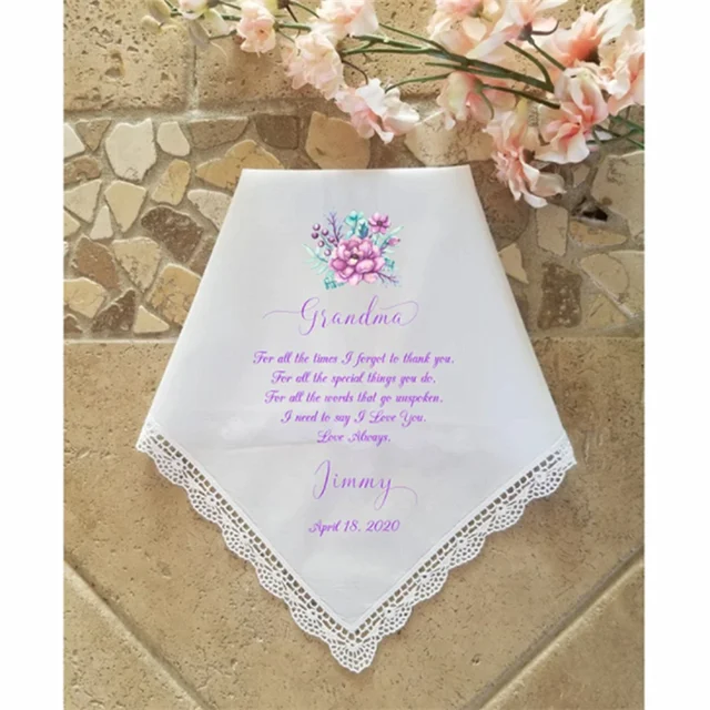 Testreszabott Nagymama A Vőlegény Esküvői Hankies, Zsebkendő Másnapos Ajándéka Nagymamának, Emlékezet, Nyomtatott, Szerkeszthető