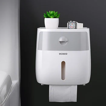 

Portable Toilet Paper Holder Wall-mounted Paper Dispenser Tissue Storage Box Bathroom Accessories Set For Bathroom Plastic
