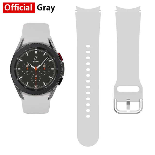 20mm watch Band For Samsung Galaxy Watch 4 classic 46mm 42mm smartwatch Silicone Sports Bracelet Galaxy Watch 4 44mm 40mm Strap official Gray